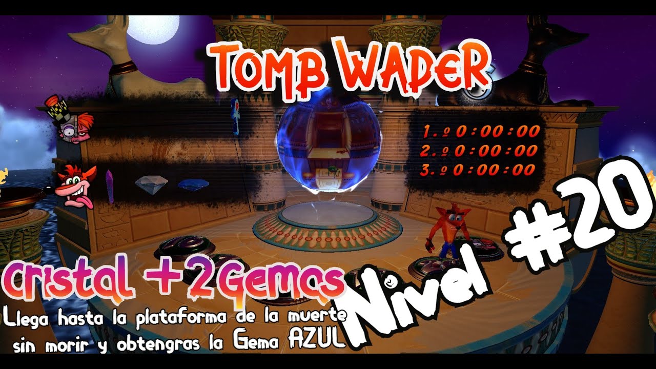 CRASH BANDICOOT 3 N.SANE TRILOGY - Tomb Wader (Nivel 20) - Cristal + Gema (Cajas 100%) + Gema AZUL