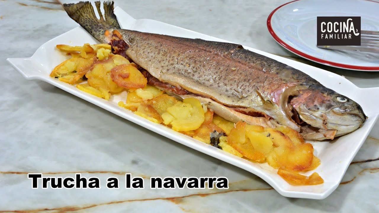 Trucha a la navarra al horno con jamón y patatas al ajillo By #javierromero