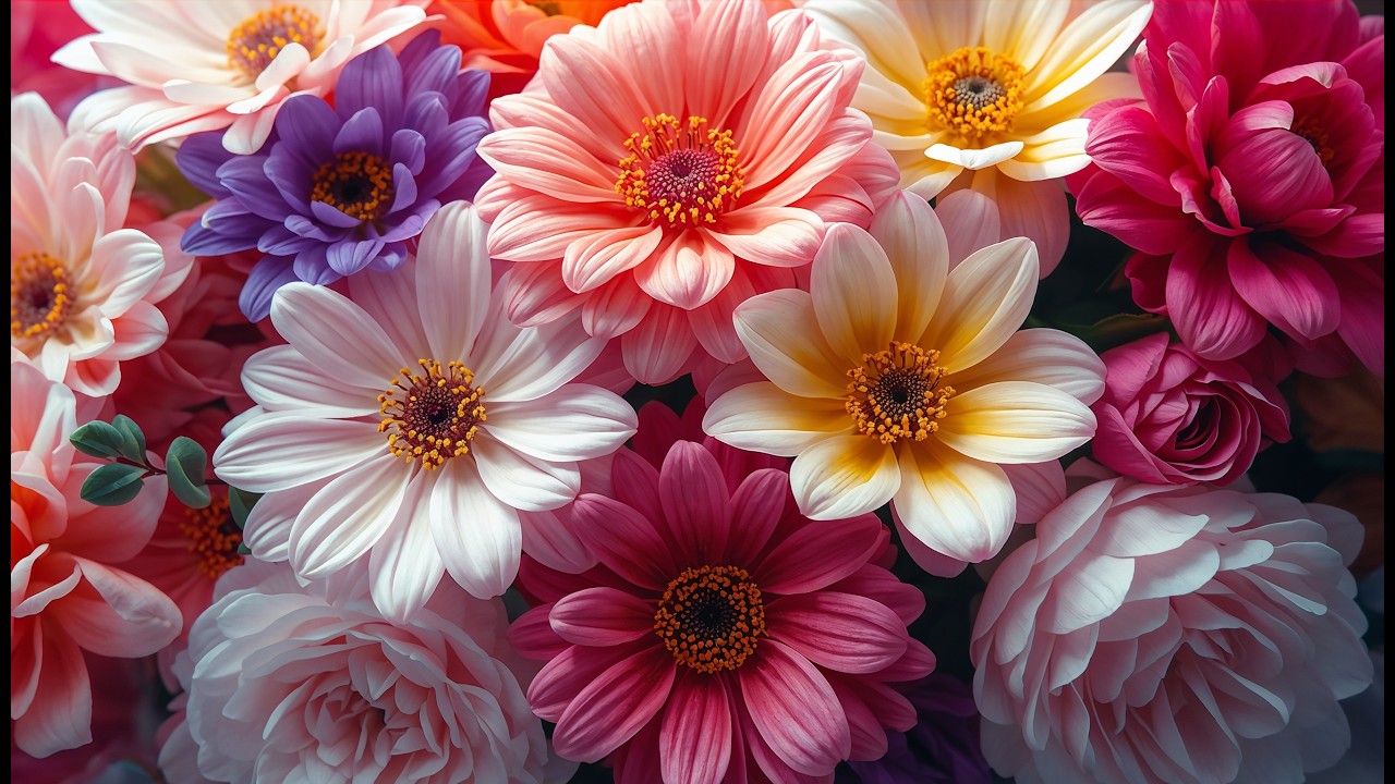 Digital flowers, each bloom a masterpiece of intricate detail  TV ART WALLPAPER SCREENSAVER