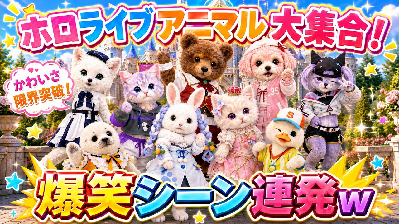 1月ホロライブ可愛い動物で切り抜きVol１ーおかゆ・ねねち・スバル・みこ・トワ・ミオ・ ぺこら・こより