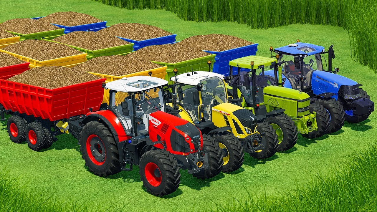JOHN DERE vs FENDT vs CLAAS vs CASE TRACTORS BATTLE WITH SUGAR BEET - Farming Simulator 22