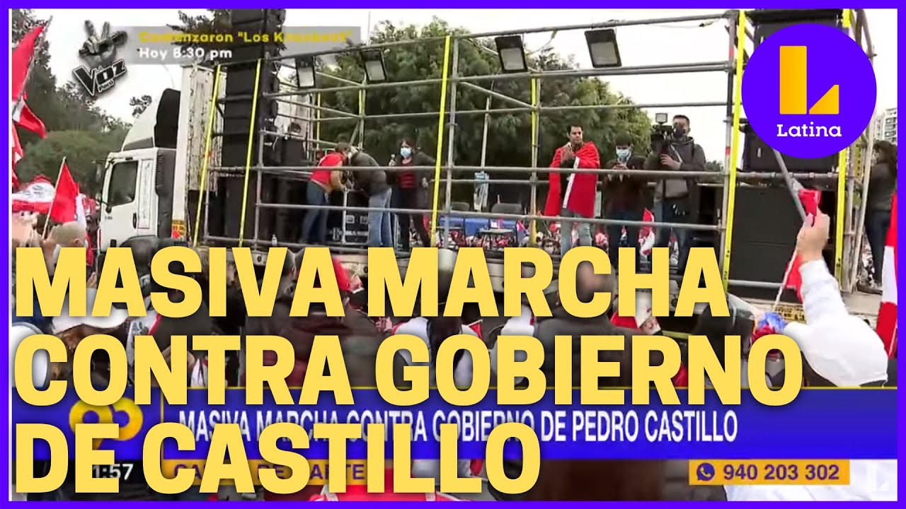🔴 Masiva marcha contra gobierno de Pedro Castillo se realiz&oacute; en Campo de Marte