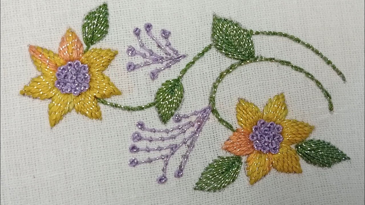 Beautiful Hand Embroidery Flower Design | Simple And Elegant Flower Embroidery Tutorial