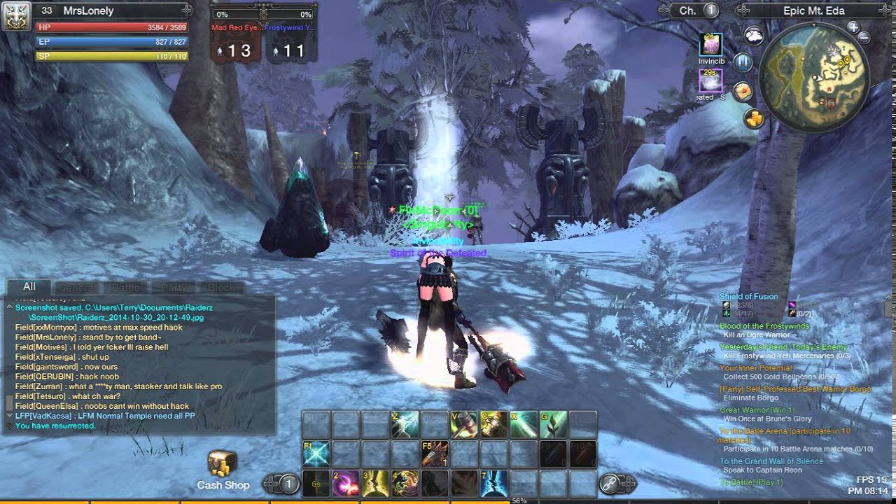 Raiderz 2014 Oct 30 hack @ epic mt.eda