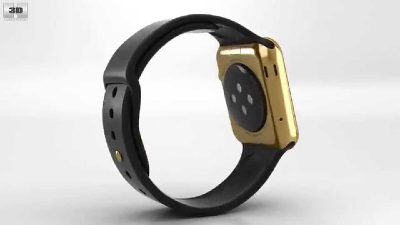 Apple Watch Edition 42mm Yellow Gold Case Black Sport Band 3D model by 3DModels.org