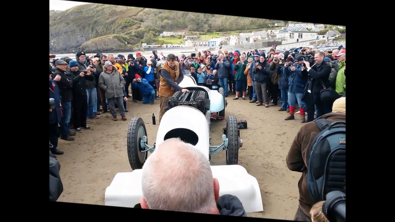 BABS Land speed record car on the sand at Pendine 2016