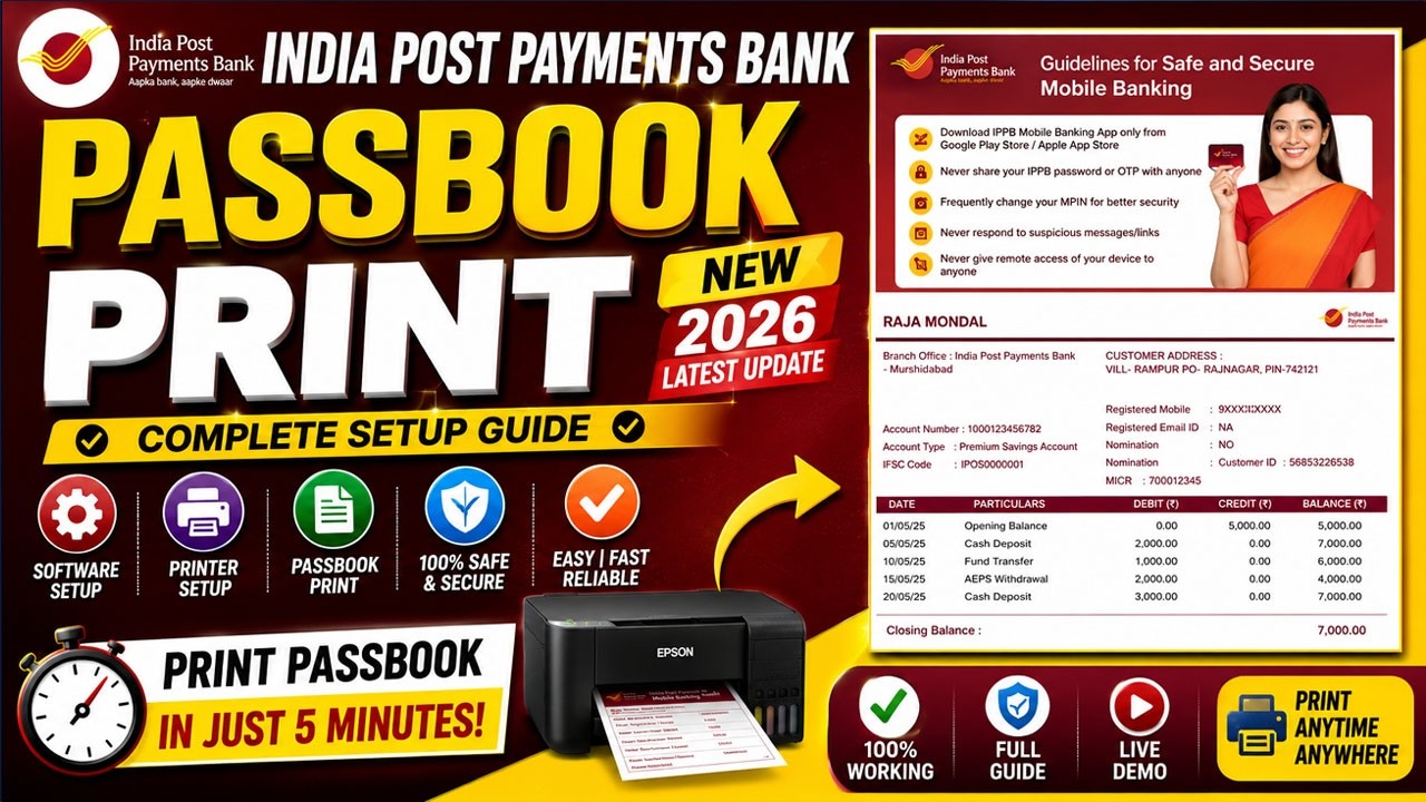 India Post Payments Bank Passbook Print Software|Bank Passbook Printing Machine|Iipb Bank|Csp Unlock