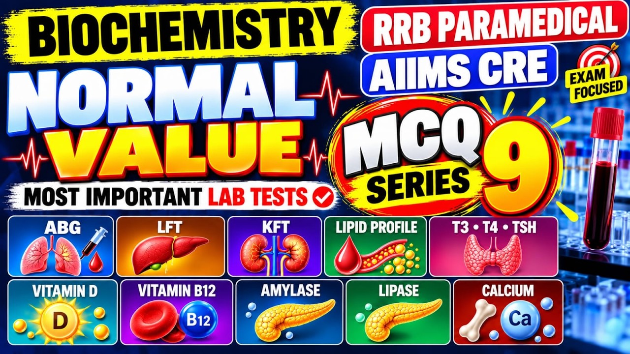 🧪 Biochemistry MCQ Series #9 | AIIMS CRE & RRB Paramedical Lab Assistant 2026 | Most Expected MCQs