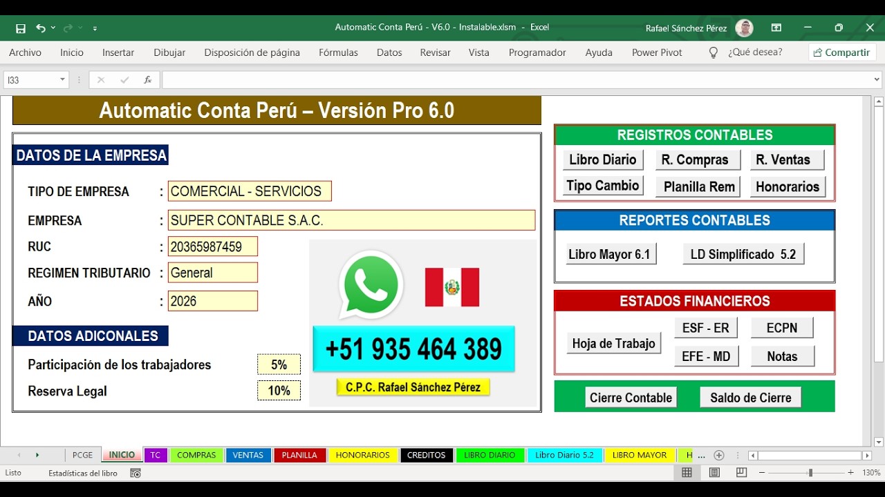 MACRO EN EXCEL ESTADOS FINANCIEROS AUTOMÁTICOS - NOTAS A LOS EE_FF - CIERRE CONTABLE ......V6.0
