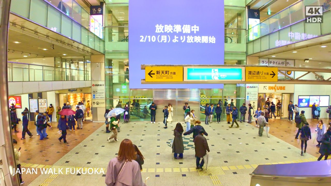福岡市天神を歩く4k60p Japan walking tour around Tenjin area in Fukuoka City,Japan