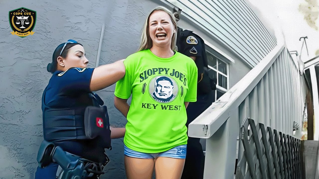 Police Catch Psycho Karen Girlfriend at Boyfriend&rsquo;s Door | Karens Getting Arrested By Police