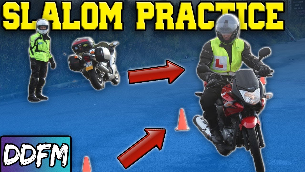 Learn The Slalom On A Motorcycle / UK Module 1 Slalom Test Technique