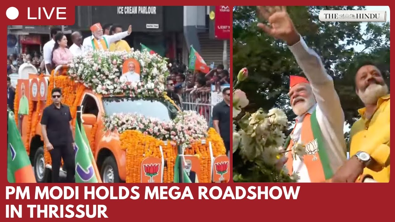 PM Narendra Modi holds roadshow in Thrissur, Kerala for NDA campaign