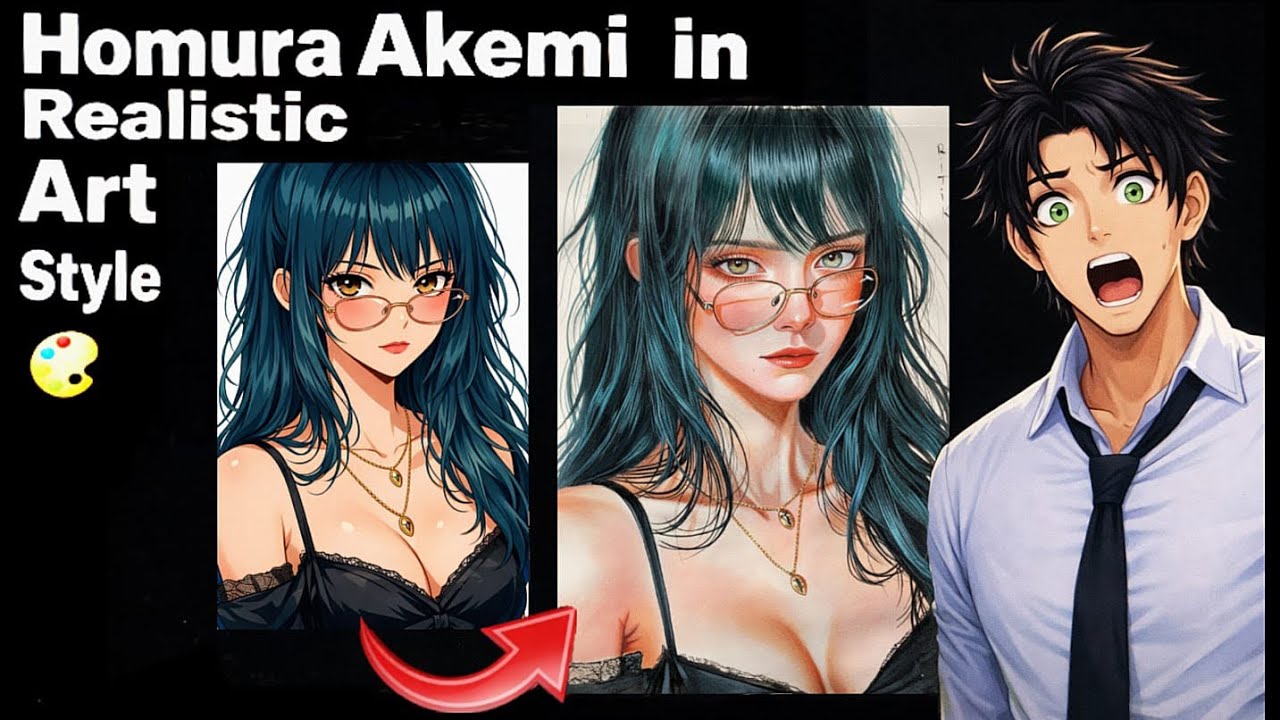 Anime to Realistic – Homura Akemi Acrylic Painting Tutorial 🖼️ #homuraakemi #animeeart #painting 