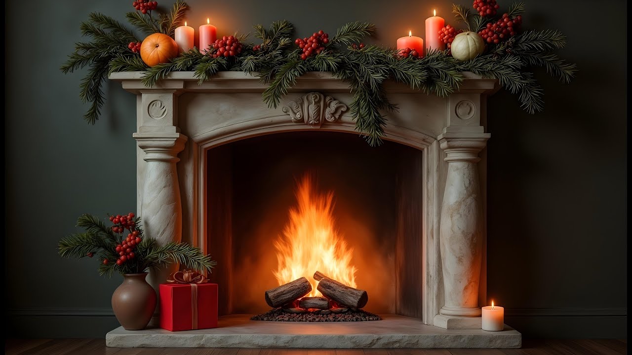 3 Hours of Fine Art Fireplace & Candlelight  Aesthetic Christmas Ambience with Holiday Music