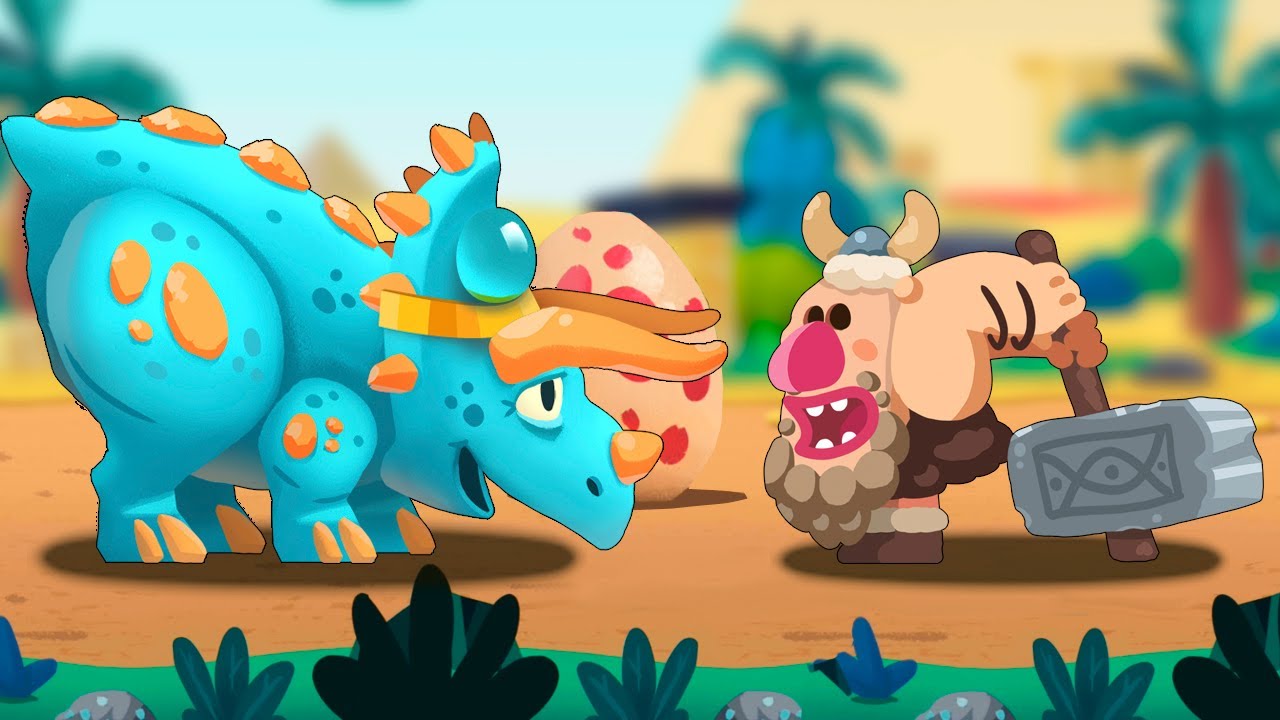DINO BASH Динозавры Атака Троглодитов #2 веселые видео игры про динозавров. Dinosaurs.