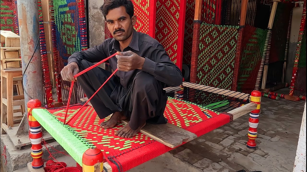 Artistic Technique of Weaving a Wooden Cot | Beautifully Designed wooden Cot Weaving |Amazing skills