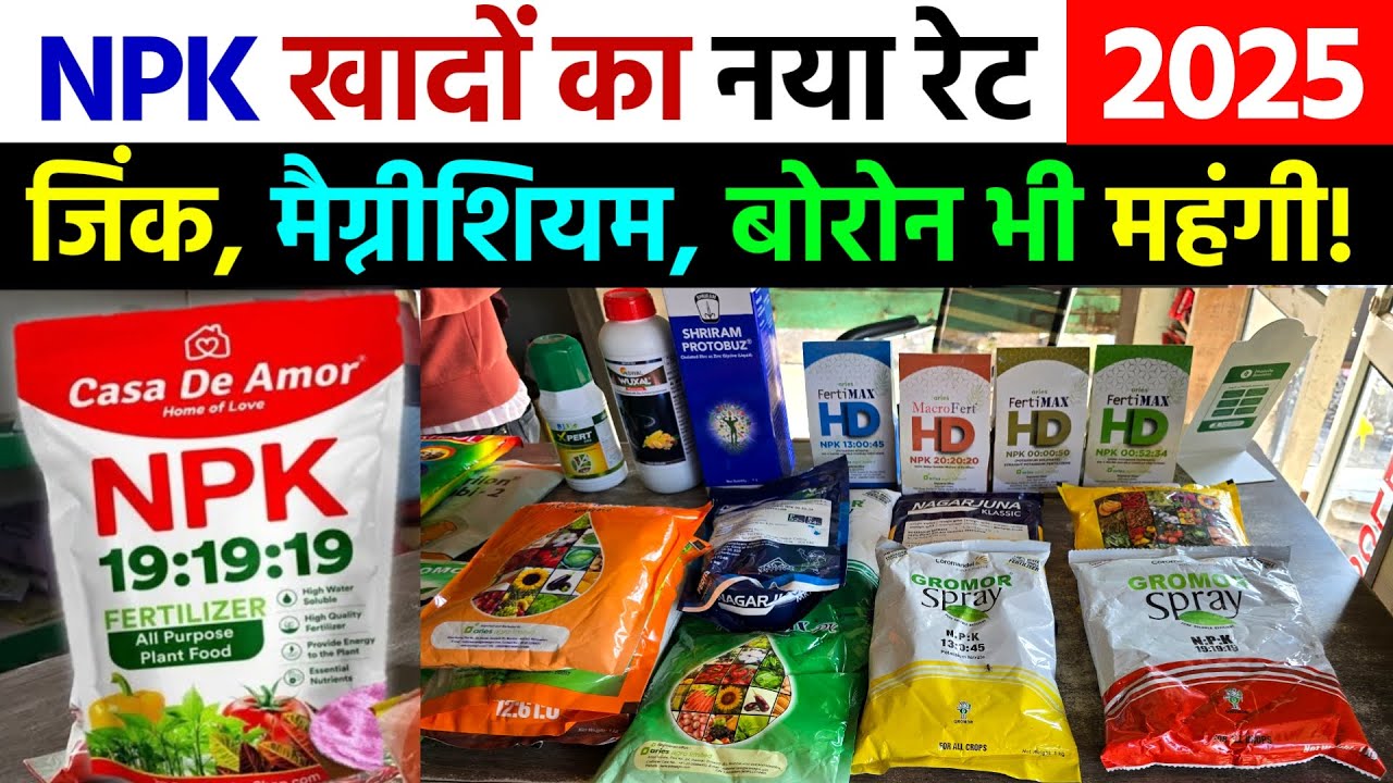 सभी NPK खाद का नया रेट देखो | Water Soluble Fertilizer | जिंक, मैग्नीशियम, बोरोन NPK Price List 2025