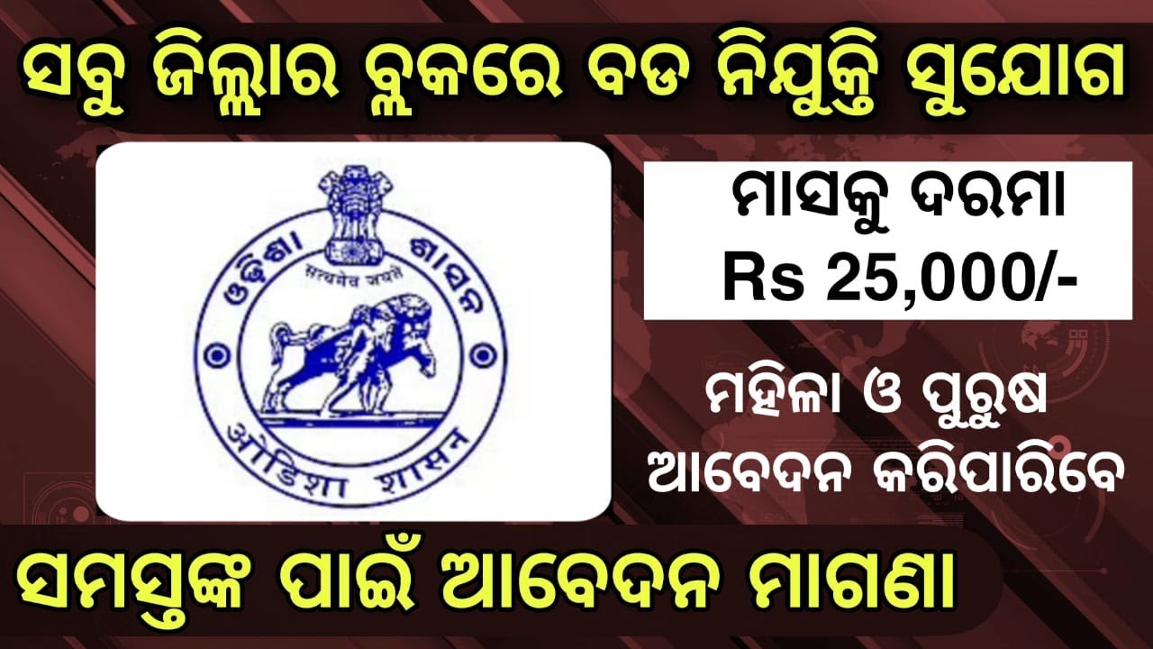 Odisha Block Level Govt Jobs | District Block Level Government Jobs Update Odisha