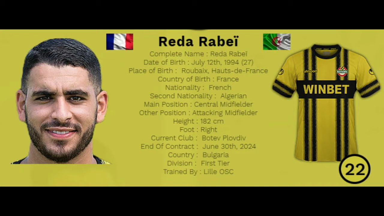 Reda Rabeï | Central Midfield 94'