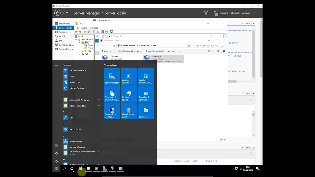 Windows server 2016: DHCP, DNS, utenti e gruppi