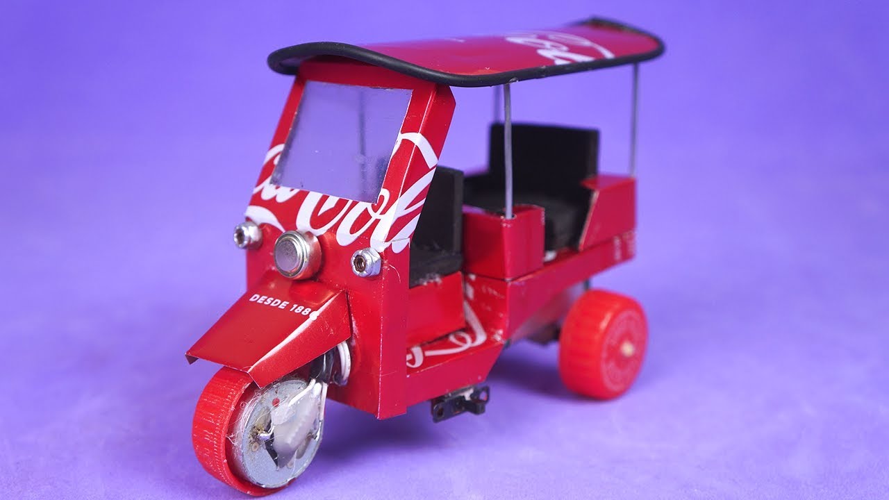 Increíble Rickshaw (Tuk Tuk) con DC motor y latas
