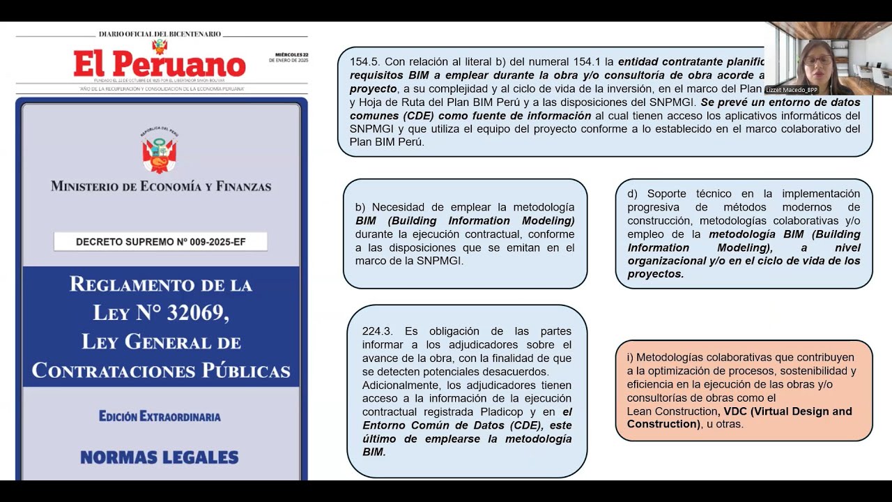 Rumbo al Plan BIM Perú 2030: Incorporación de BIM y VDC a la Ley General de Contrataciones Públicas.