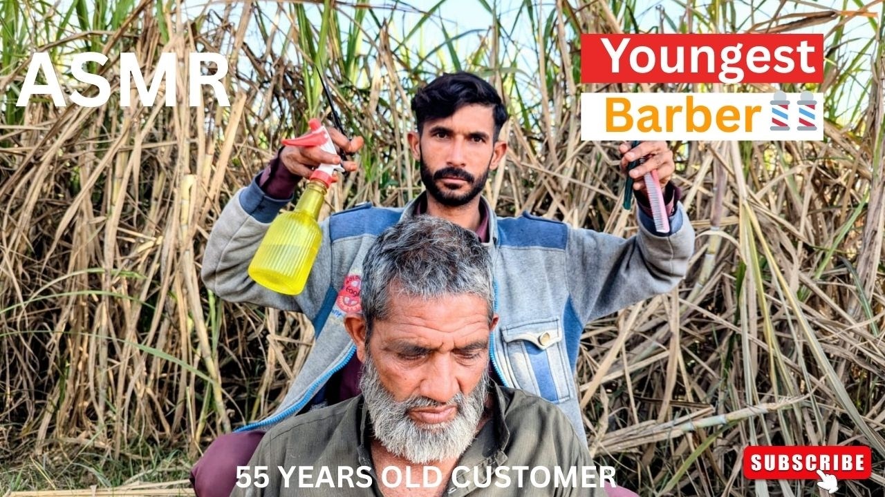 ASMR Youngest Barber 💈 In The World 🌍 | Fast Beard Shave 🪒 55 Years Old Customer |  Barber Sounds