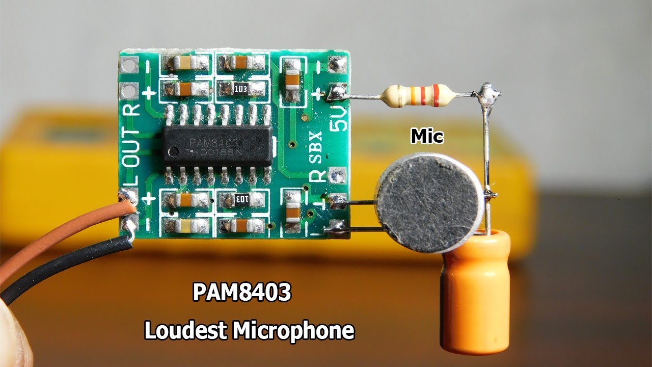 DIY Mic Amplifier Circuit With PAM8403 | Loudest Microphone