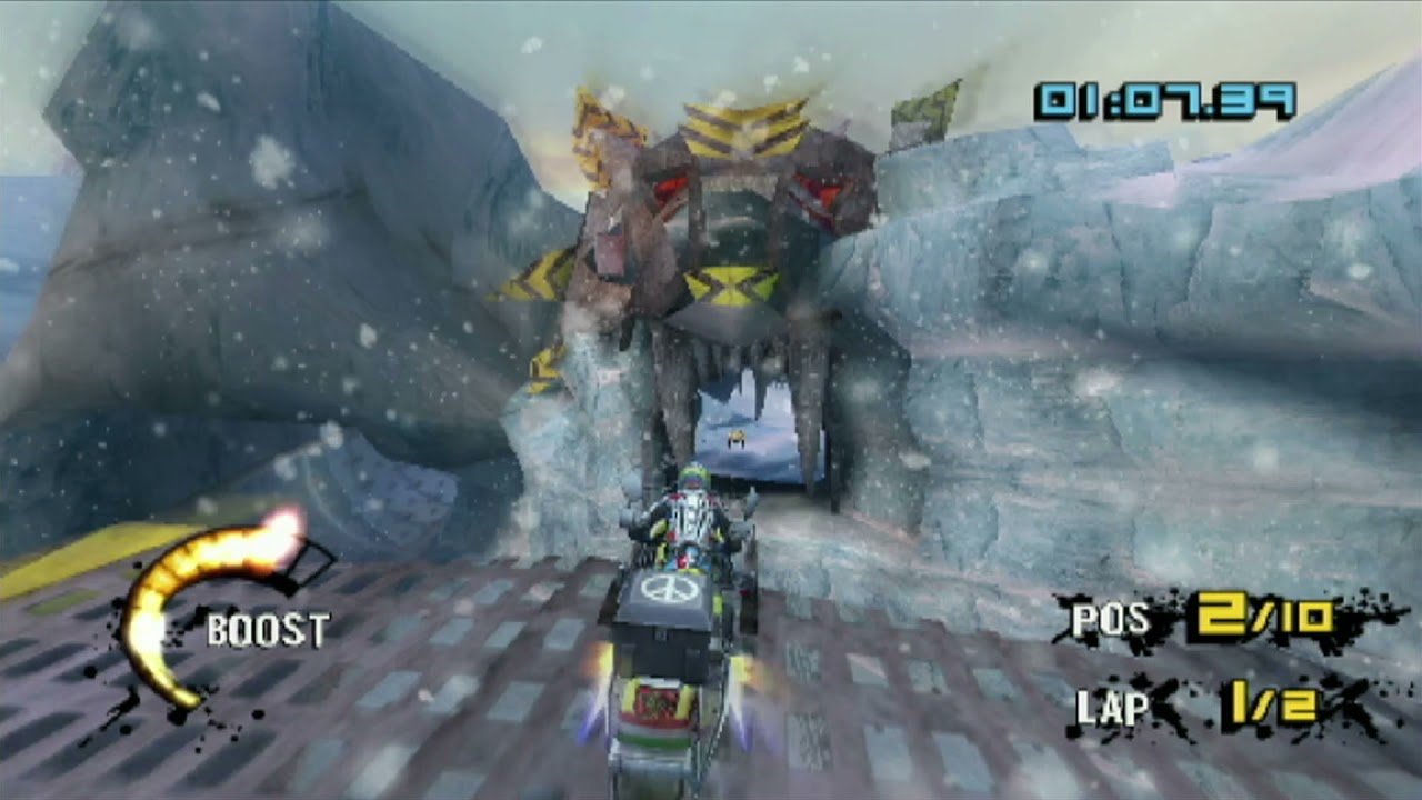 MotorStorm Arctic Edge gameplay. Rank 4. Track: Snowgod Canyon. Race: Snow God's Revenge.