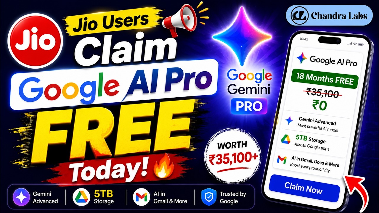 Jio Users Get Google Gemini Pro FREE 😱 | New AI Offer Full Claim Process Hindi