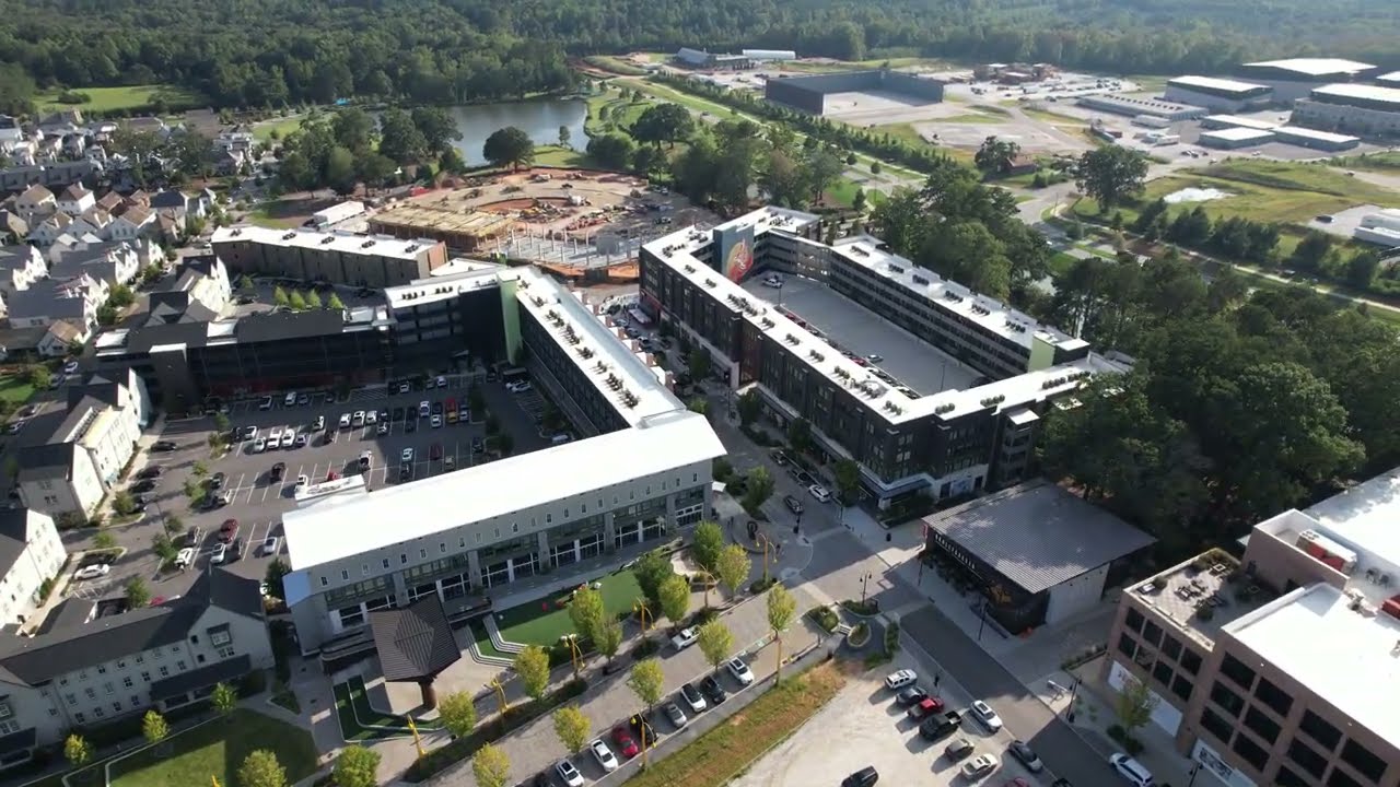 Drone flyover of Trilith Studios and the town of Trilith in Fayetteville, GA