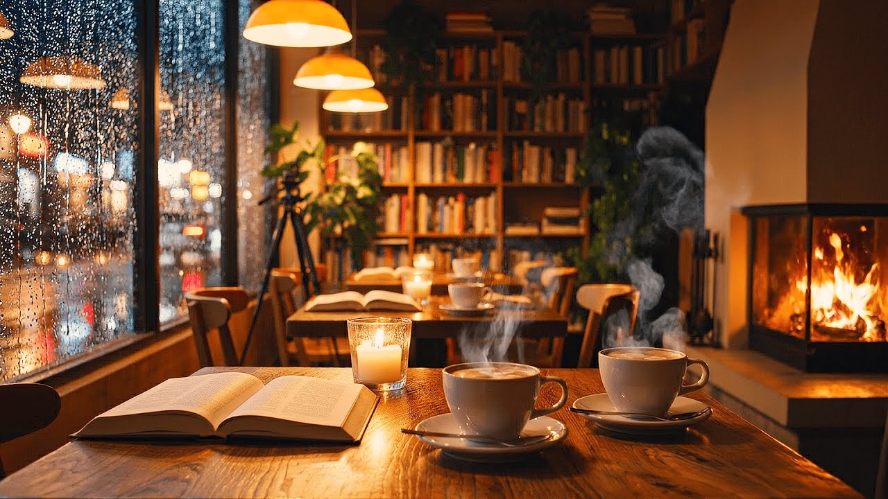 Rainy Night Café ☕ Slow Piano Jazz for Studying & Relaxing