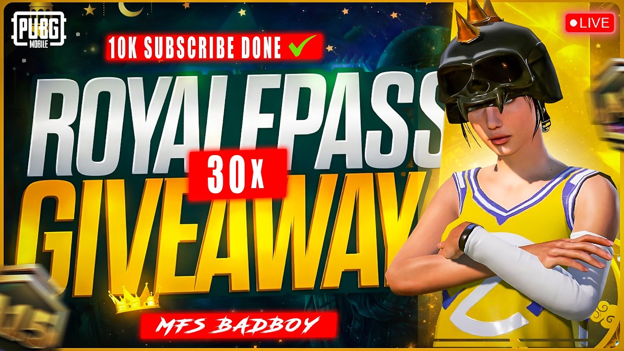 LIVE 🔥 30 Royale Pass Giveaway 😱 | 10K Subscribers Complete 🎉 | PUBG Mobile/BGMI