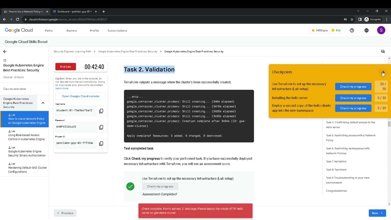 GCP How to Use a Network Policy on Google Kubernetes Engine GSP480
