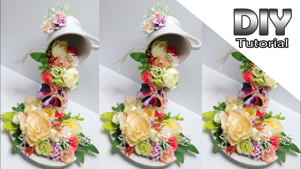 DIY - How to make Floating Tea Cup | Cara Membuat cangkir tumpah | Shabby chic interior handmade