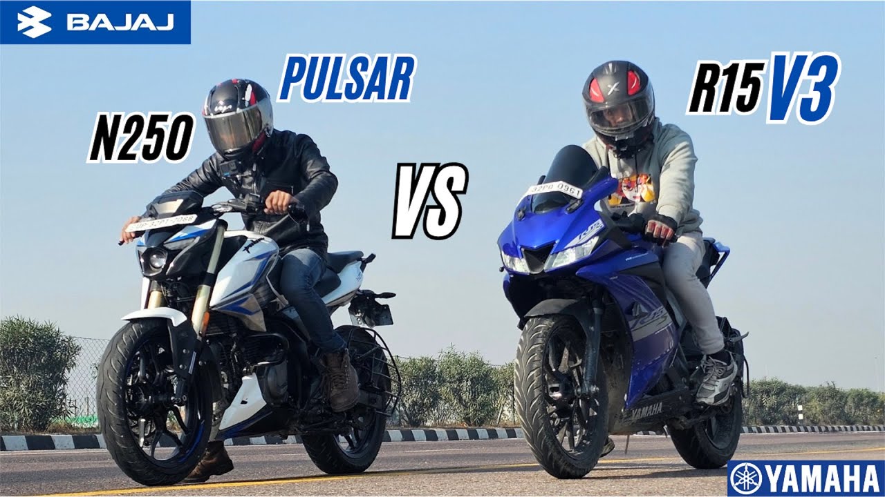 BAJAJ PULSAR N250 vs YAMAHA R15 V3 DRAG RACE🔥