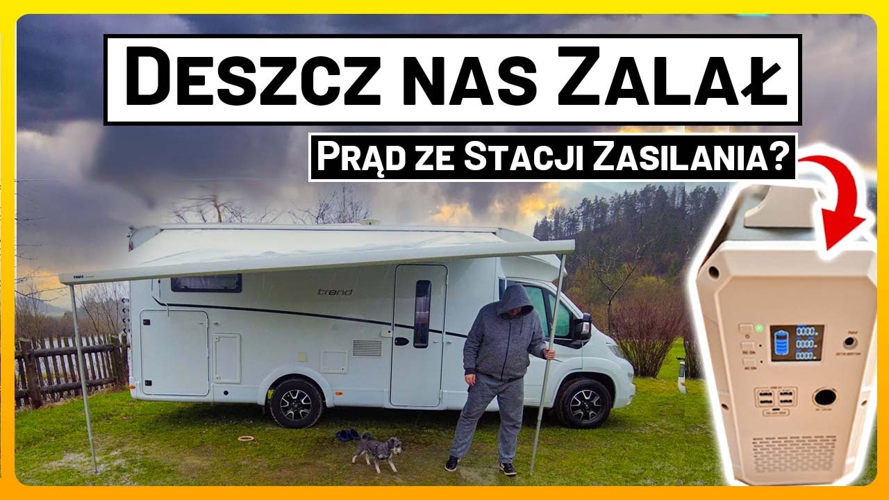 DESZCZ NAS ZALAŁ, Zapora i Okolice w Niedzicy,  230V w Kamperze z Bluetti 1500Wh, Polana Sosny