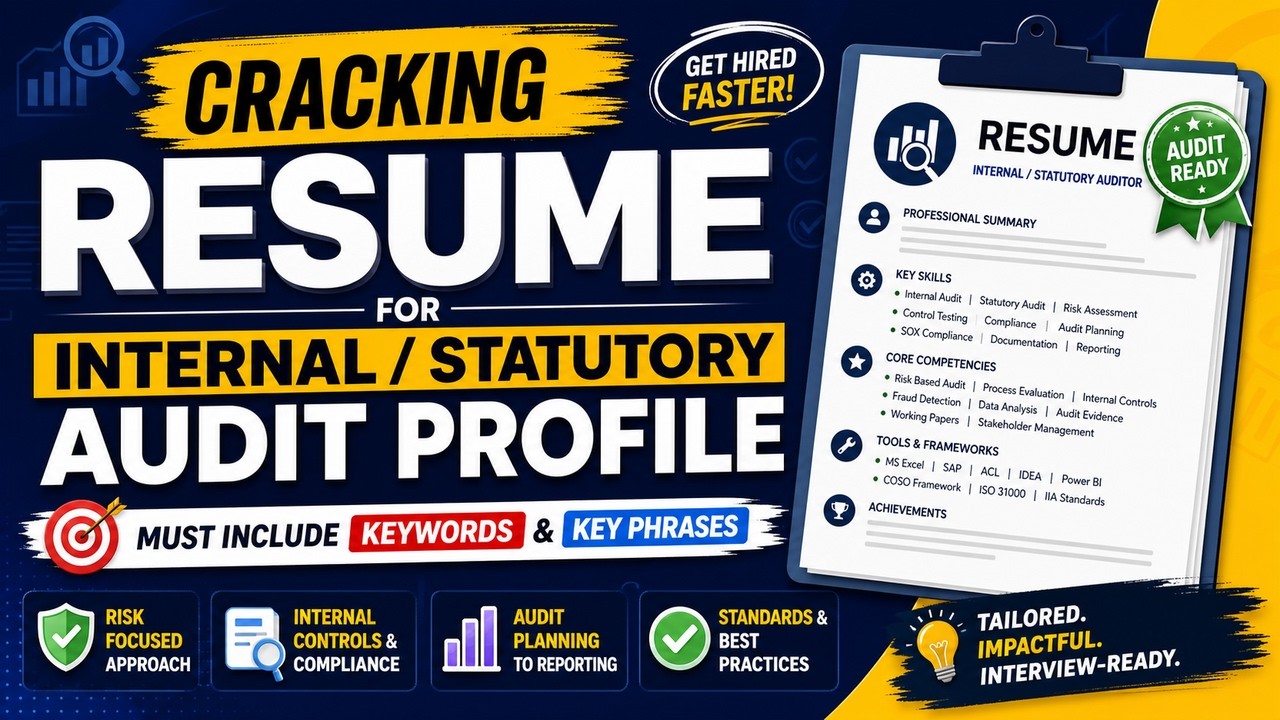 Cracking Resume for Internal/ Statutory Audit Profile | Must Include Keywords and Key Phrases #audit