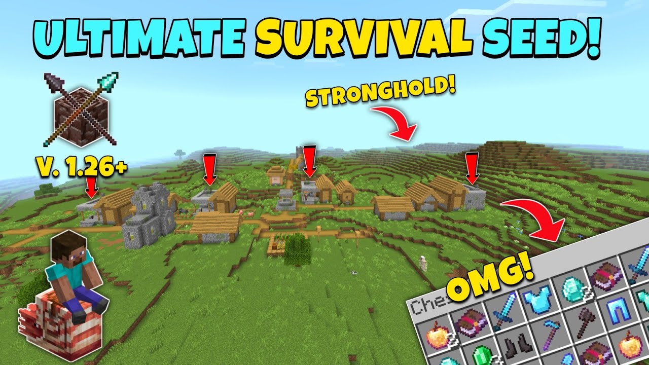 🔥 Ultimate [God Seed] for Minecraft 26.13 Bedrock & PE | Four Blacksmith & Stronghold at Spawn Point