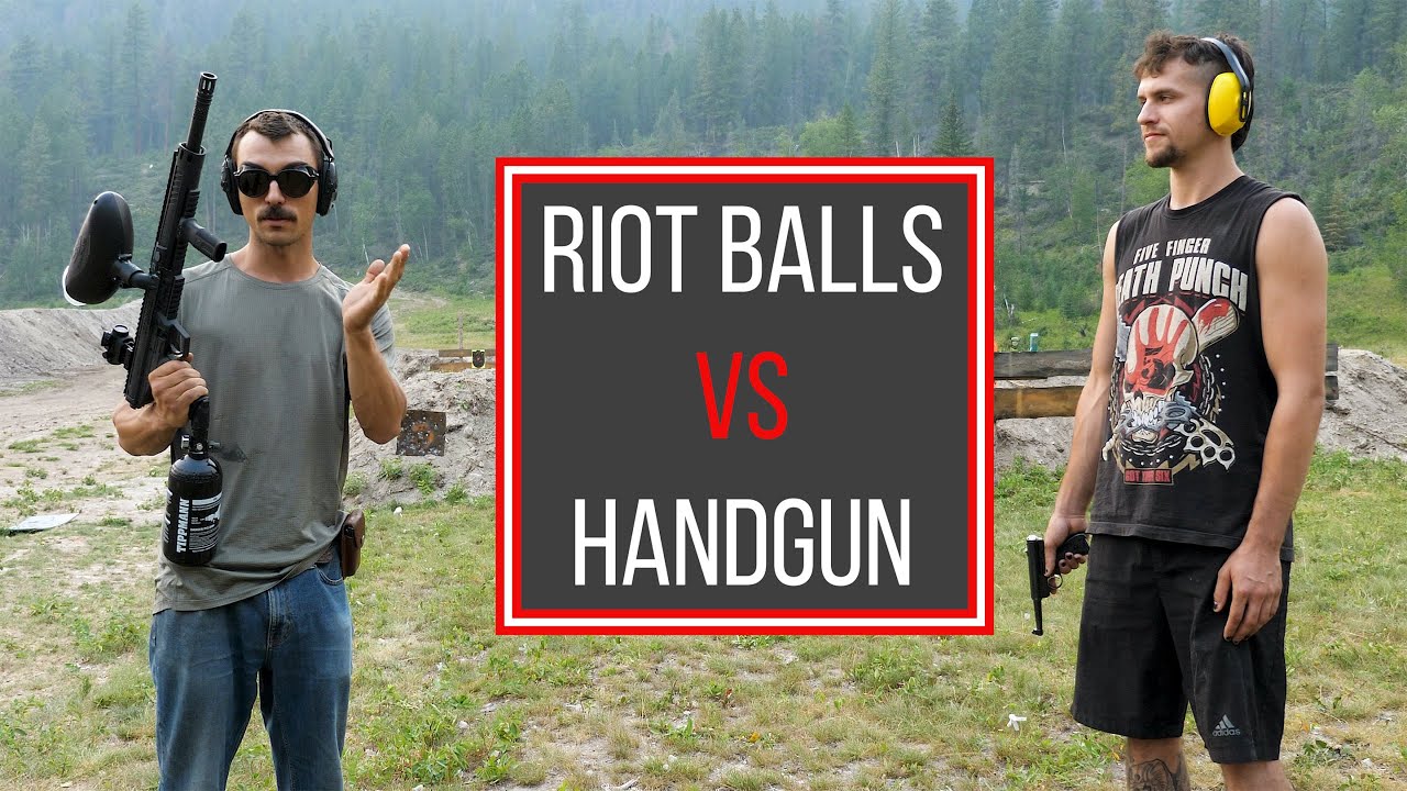 Paintball Gun With Riot Balls Vs Hand Gun | Home Defense
