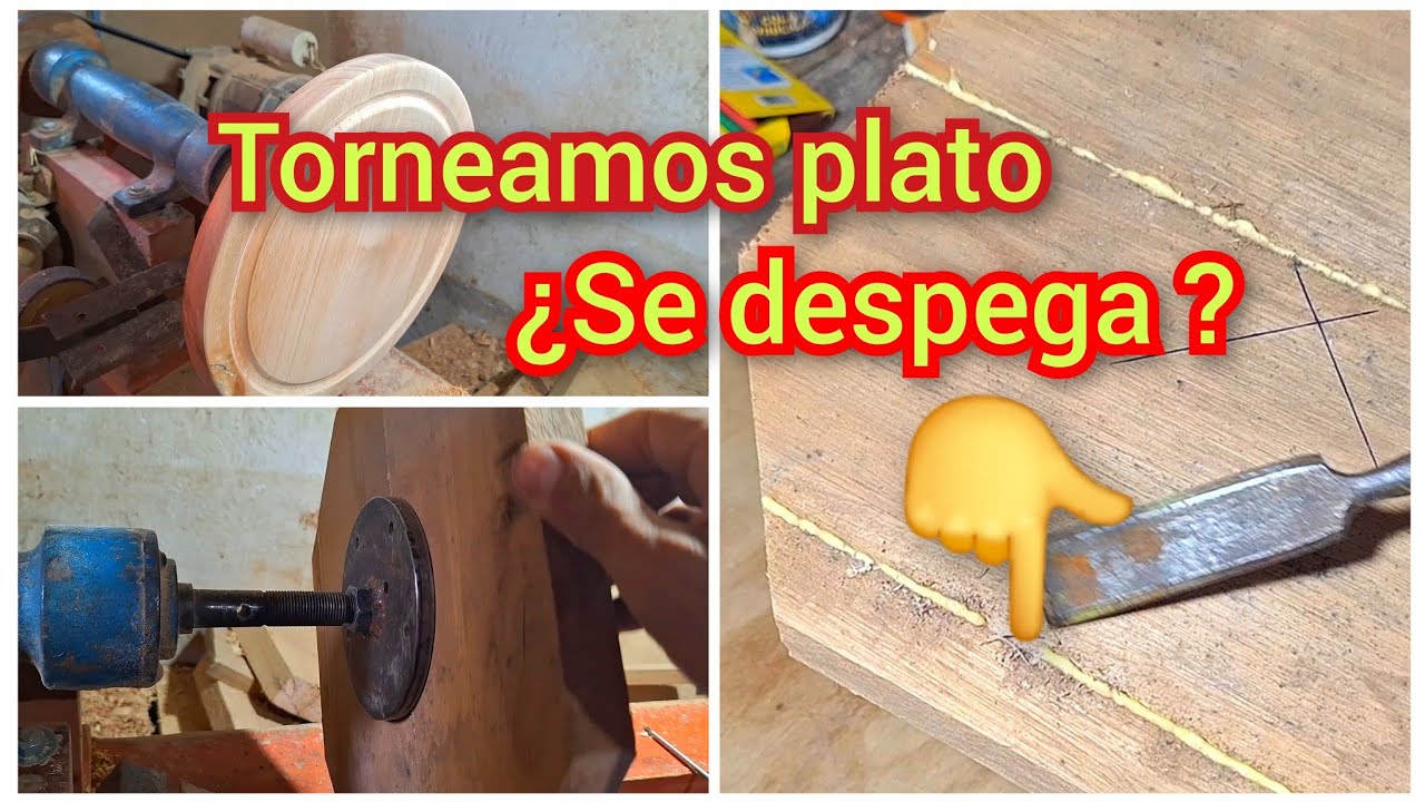 Plato en madera torneada unida en tres partes demostramos qué no se despega