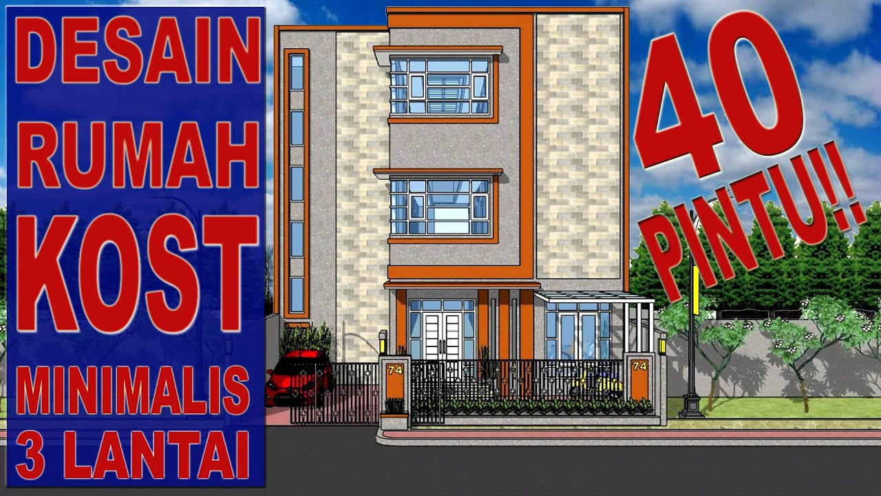 Desain Kost Minimalis 3 Lantai 40 Pintu