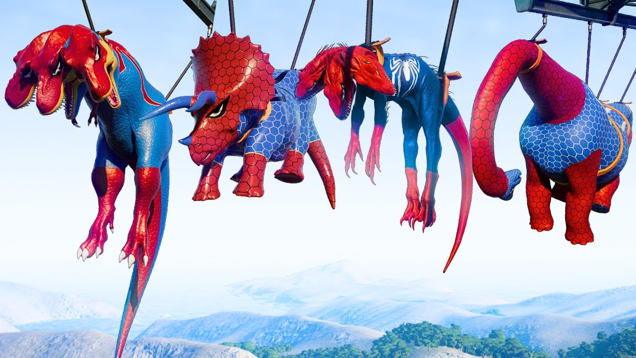 All Spiderman Dinosaurs Battle in Isla Nublar | Jurassic🕷️ Dinosaur Team Big Fight and Breakout City