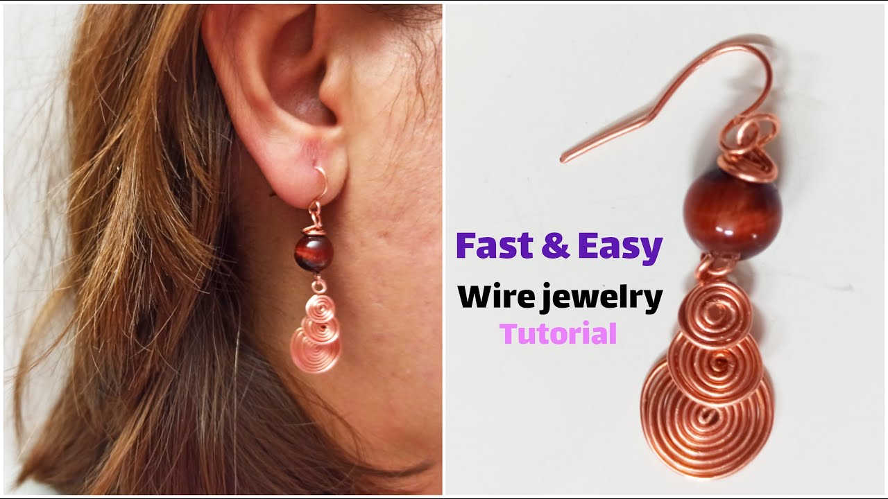 DIY Wire Spiral Earrings - Wire Swirl Earring Tutorial - Beginner Wire Wrapping Jewelry Project