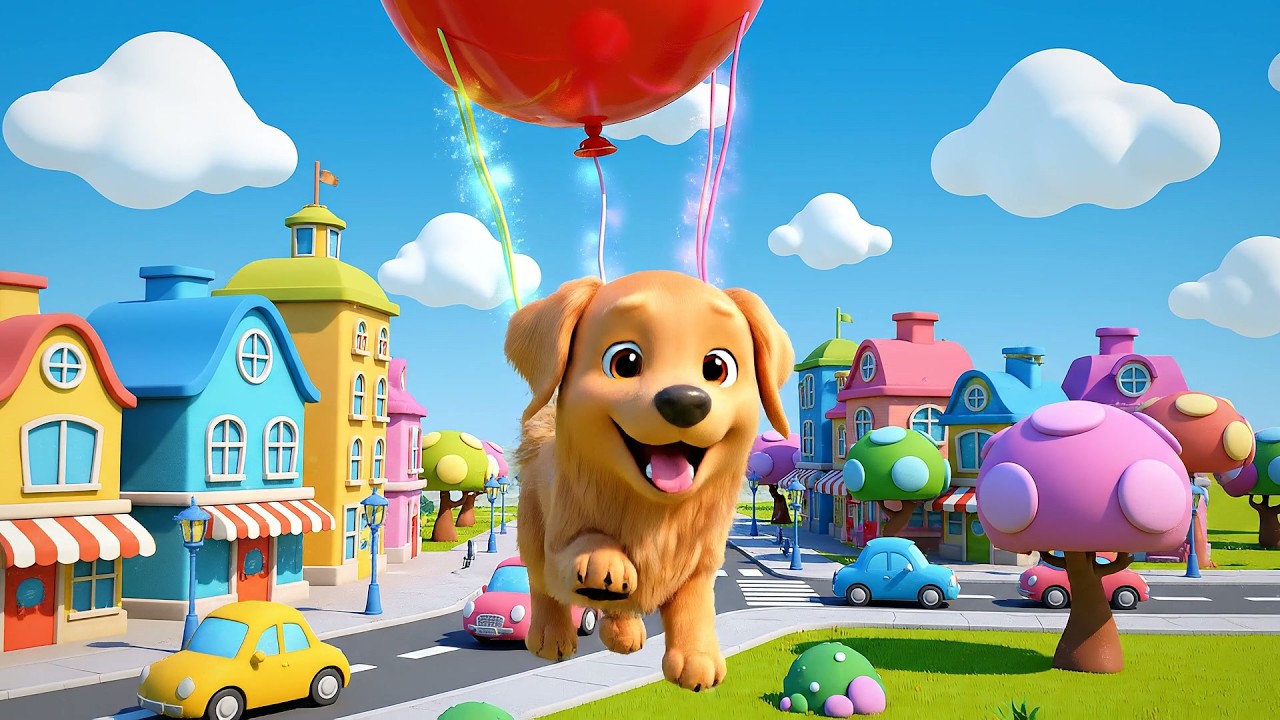 Щенок у окна и волшебный полет на воздушном шаре | Детские песни для малышей | Весёлая детска