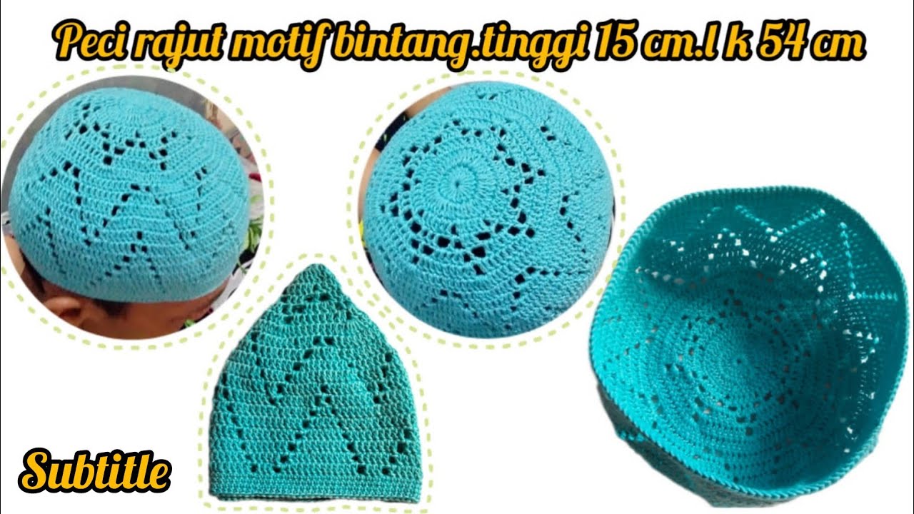 crochet tutorial peci rajut motif bintang/peci rajut dewasa/crochet hat
