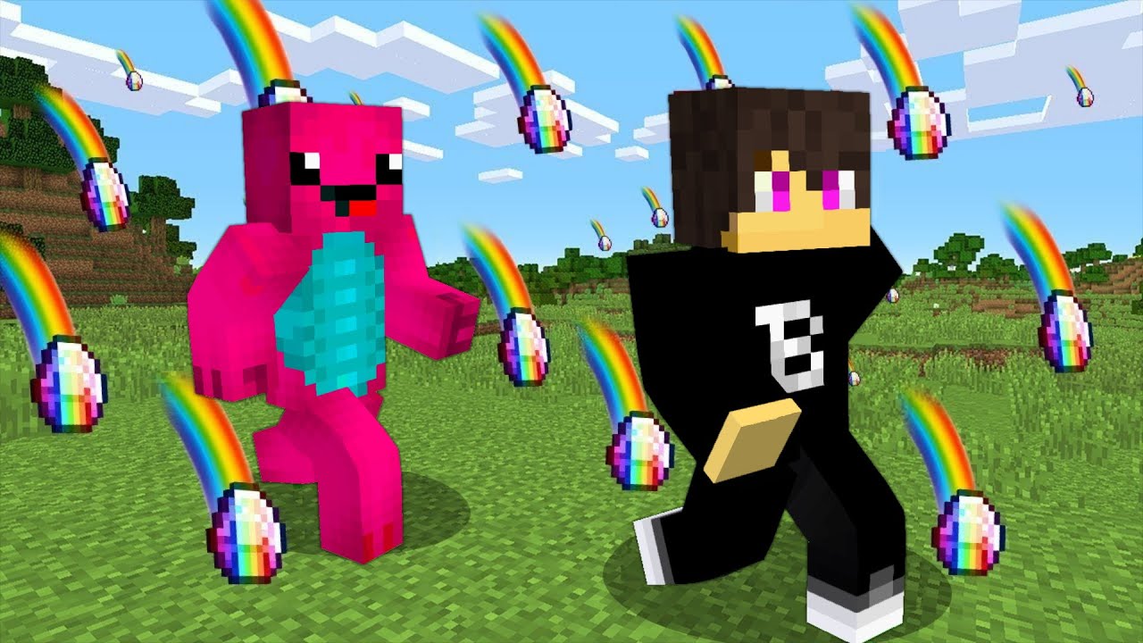 SZIVÁRVÁNY GYÉMÁNT ESŐ vs LEGVÉDETTEBB TITKOS HÁZ! - Minecraft