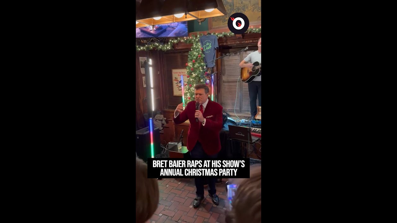 Bret Baier raps at his show's annual Christmas Party