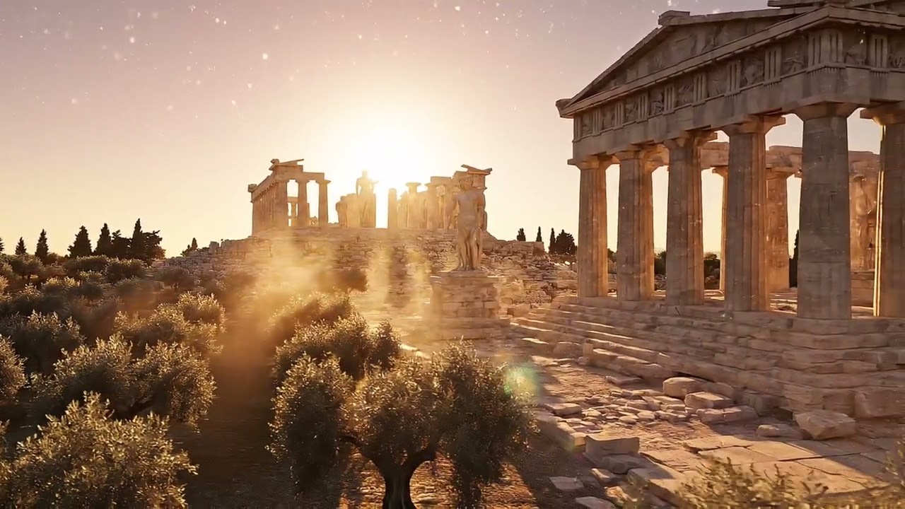 Golden Light Over Ancient Greek Ruins ☀️ | Peaceful Music for Focus & Serenity #sleep #sunset
